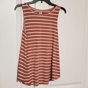 Old Navy Luxe Relaxed Knit Tank Top  Camel Brown/ White Stripes Women Sz M